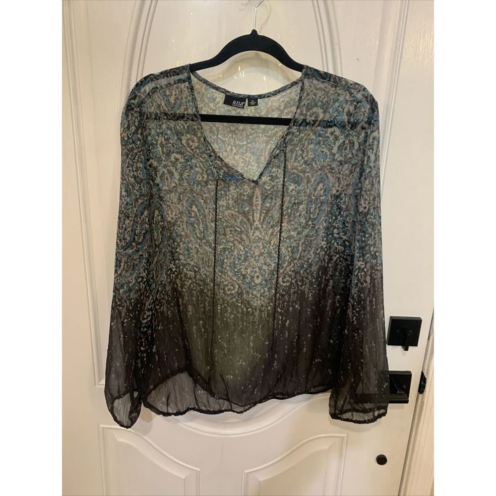 A.n.a. Women's Sheer Ombré Blue Gray Size XL dark faiy goth shirt